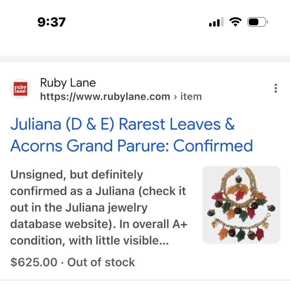 2 RARE 🍁 Juliana (D&E) BAKELITE acorn leaves Les Bernard necklace confirmed - Picture 9 of 11